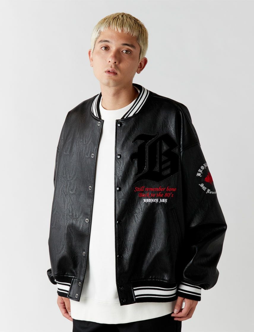 美品 Numero Uno パンチングレザースタジャン 黒 46 Soupy Soupy（スーピースーピー） スタジャン synthetic leather