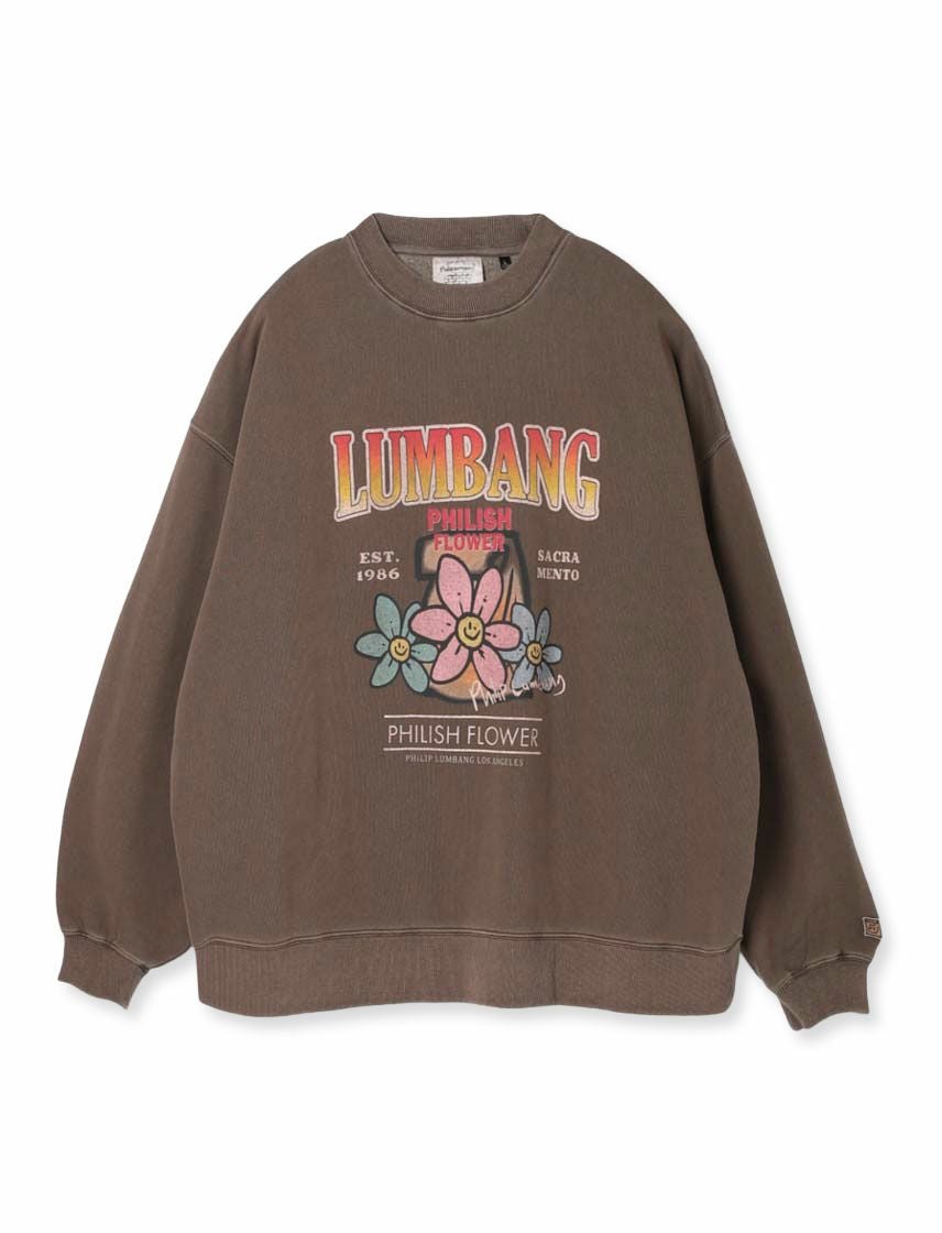 Philip Lumbang】3Flowers ピグメント 裏起毛 BIG トレーナー
