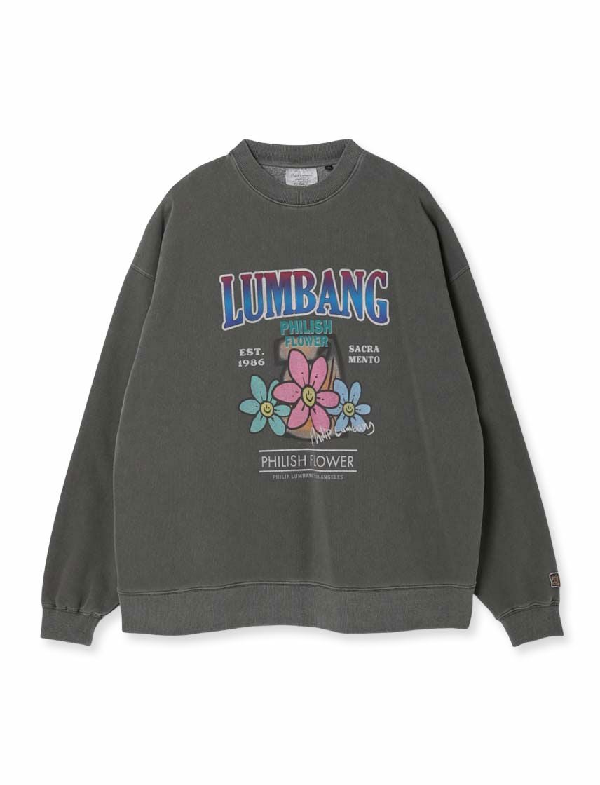 Philip Lumbang】3Flowers ピグメント 裏起毛 BIG トレーナー Philip Lumbang】3Flowers ピグメント 裏起毛 BIG トレーナー