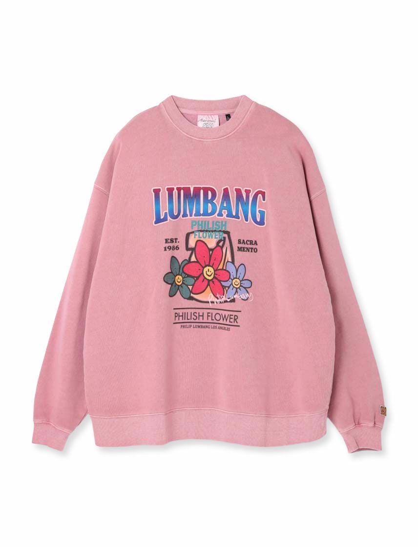 Philip Lumbang】3Flowers ピグメント 裏起毛 BIG トレーナー