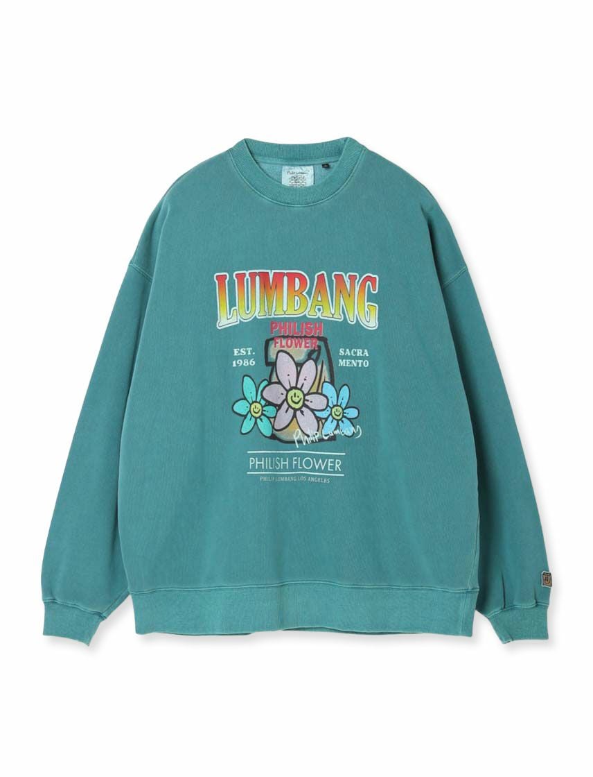 Philip Lumbang】3Flowers ピグメント 裏起毛 BIG トレーナー