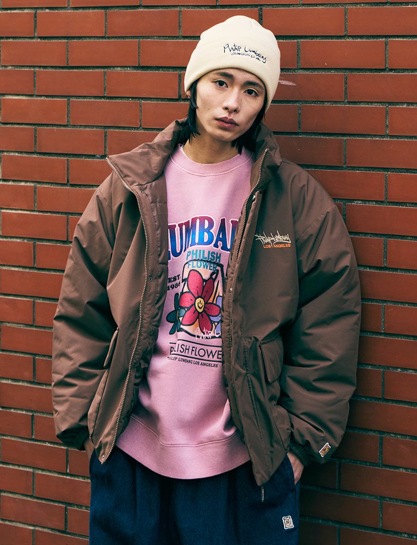 Philip Lumbang】ウィンドプルーフ 中綿 スタンドジャケット