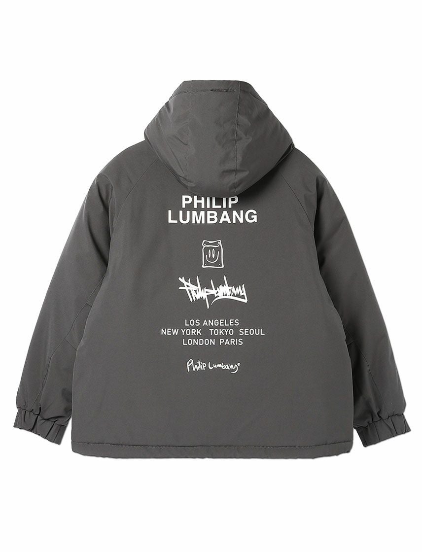 Philip Lumbang】ウィンドプルーフ 中綿 フード ジャケット