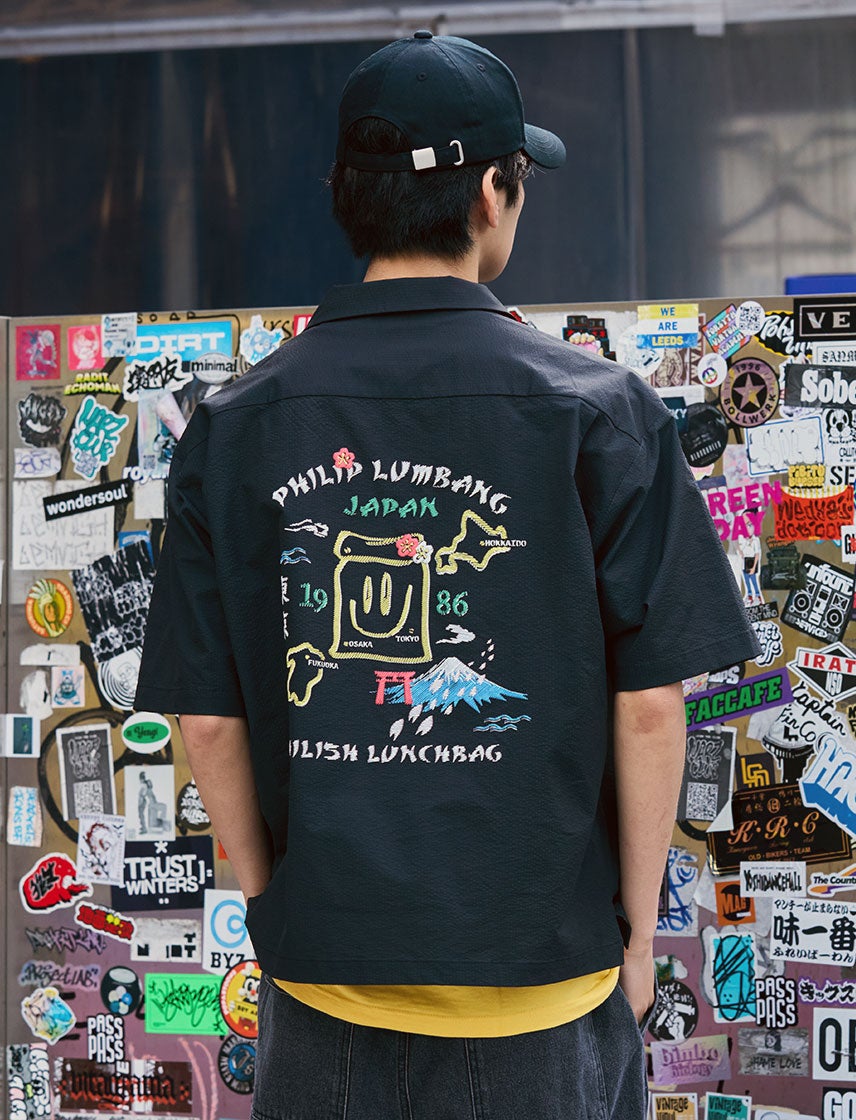 Philip Lumbang】東京 スーベニア オープンカラー 半袖 シャツ