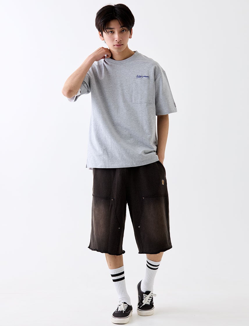 Philip Lumbang】ヴィンテージ加工 ダブルニー スウェットハーフパンツ